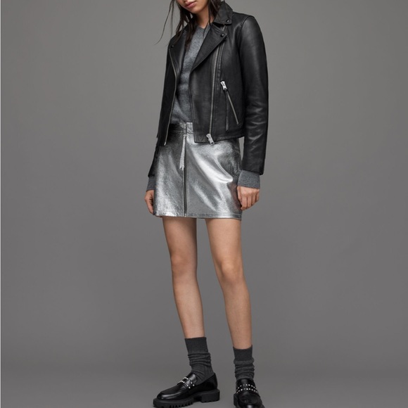 All Saints Dalby Leather Biker Jacket - Picture 5 of 13